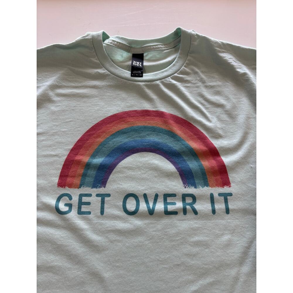 Get Over It Rainbow Tshirt Sage